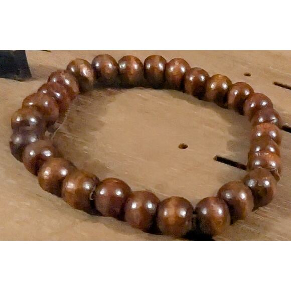 BUNDLE ONLY Vtg .25 inch Beads Beaded Bracelet Stretch Wooden New Old Stock - Picture 2 of 4